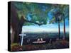 Beergarden with View of Munich Skylines with Alps-Markus Bleichner-Stretched Canvas