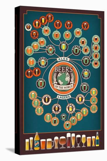 Beers of the World Infographic-Lantern Press-Stretched Canvas