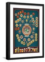 Beers of the World Infographic-Lantern Press-Framed Art Print