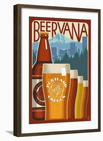 Beervana - Portland, Oregon-Lantern Press-Framed Art Print