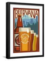 Beervana - Portland, Oregon-Lantern Press-Framed Art Print