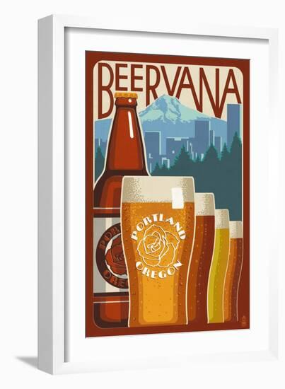 Beervana - Portland, Oregon-Lantern Press-Framed Art Print
