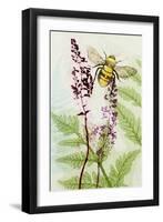 Bees Amongst the Liriope-Trudy Rice-Framed Art Print