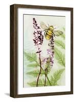 Bees Amongst the Liriope-Trudy Rice-Framed Art Print