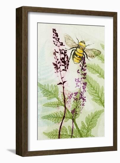 Bees Amongst the Liriope-Trudy Rice-Framed Art Print