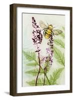 Bees Amongst the Liriope-Trudy Rice-Framed Art Print