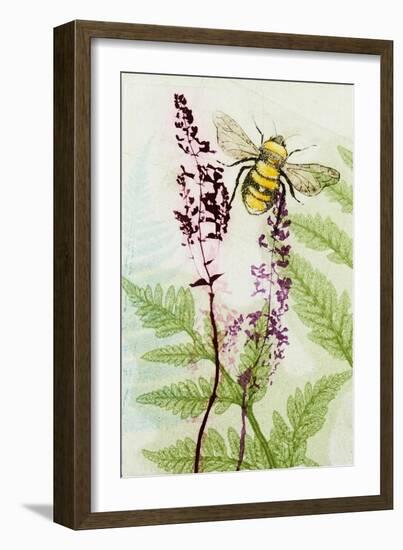 Bees Amongst the Liriope-Trudy Rice-Framed Art Print