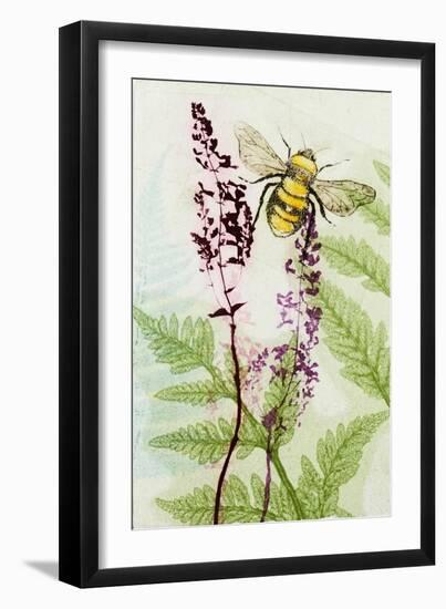 Bees Amongst the Liriope-Trudy Rice-Framed Art Print