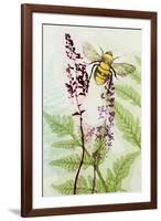 Bees Amongst the Liriope-Trudy Rice-Framed Art Print