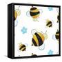 Bees and Flowers Pattern-null-Framed Stretched Canvas