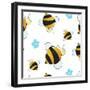 Bees and Flowers Pattern-null-Framed Premium Giclee Print