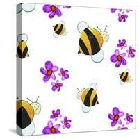 Bees and Flowers-null-Stretched Canvas