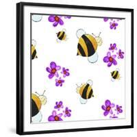 Bees and Flowers-null-Framed Giclee Print