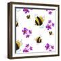 Bees and Flowers-null-Framed Giclee Print