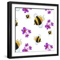 Bees and Flowers-null-Framed Giclee Print