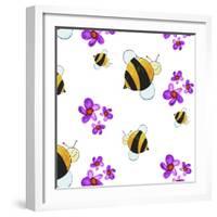 Bees and Flowers-null-Framed Giclee Print