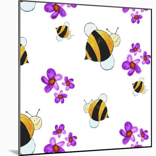 Bees and Flowers-null-Mounted Giclee Print