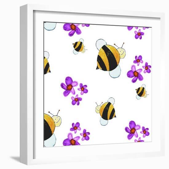 Bees and Flowers-null-Framed Premium Giclee Print