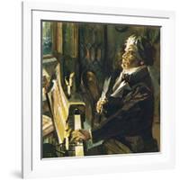 Beethoven at the Piano-English School-Framed Giclee Print