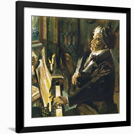 Beethoven at the Piano-English School-Framed Giclee Print