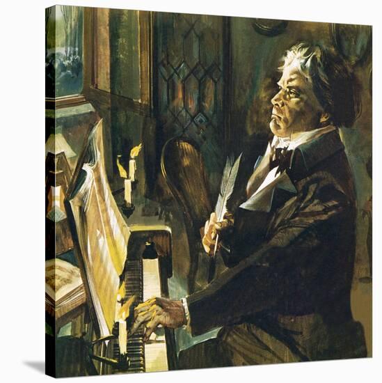 Beethoven at the Piano-English School-Stretched Canvas