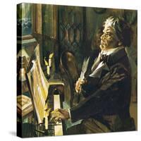 Beethoven at the Piano-English School-Stretched Canvas