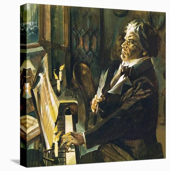 Beethoven at the Piano-English School-Stretched Canvas