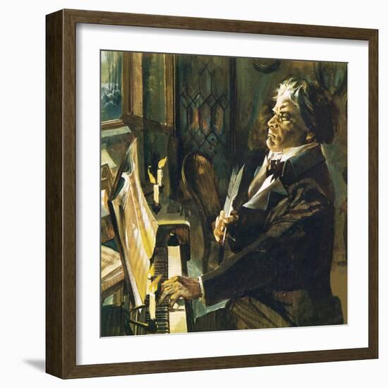 Beethoven at the Piano-English School-Framed Giclee Print