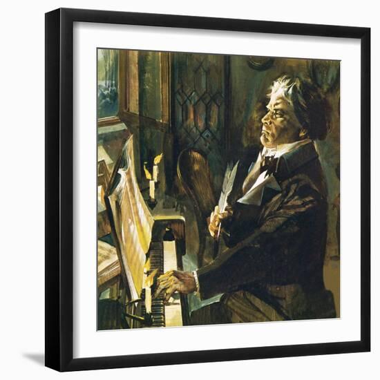 Beethoven at the Piano-English School-Framed Giclee Print