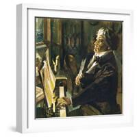 Beethoven at the Piano-English School-Framed Giclee Print