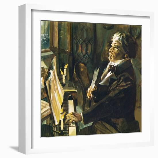 Beethoven at the Piano-English School-Framed Giclee Print