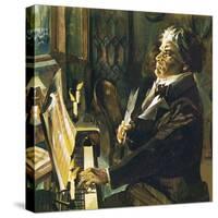 Beethoven at the Piano-English School-Stretched Canvas