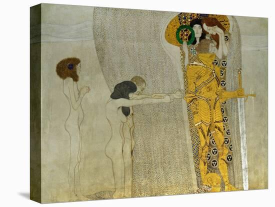 Beethoven Frieze Inspired by Beethoven's 9th Symphony, the Knight in Shining Armour-Gustav Klimt-Stretched Canvas