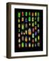 Beetle Lay Out on Black Back Ground in Multi Colors and Shapes-Darrell Gulin-Framed Photographic Print