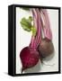 Beetroot with Leaves, One Halved, Close-Up-null-Framed Stretched Canvas