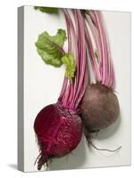 Beetroot with Leaves, One Halved, Close-Up-null-Stretched Canvas