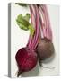 Beetroot with Leaves, One Halved, Close-Up-null-Stretched Canvas