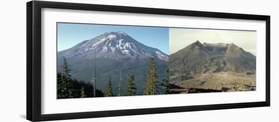 Before and after the Eruption of Mount Saint Helens on May 17, 1980-null-Framed Photo