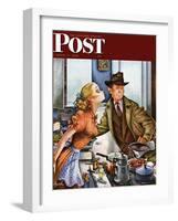 "Before Dinner Kiss?," Saturday Evening Post Cover, April 9, 1949-Constantin Alajalov-Framed Premium Giclee Print