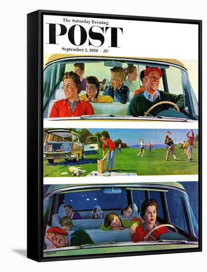 "Before, During & After Picnic" Saturday Evening Post Cover, September 5, 1959-John Falter-Framed Stretched Canvas