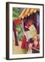 Before Hutladen (Woman with a Red Jacket and Child)-Auguste Macke-Framed Art Print