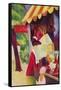 Before Hutladen (Woman with a Red Jacket and Child)-Auguste Macke-Framed Stretched Canvas