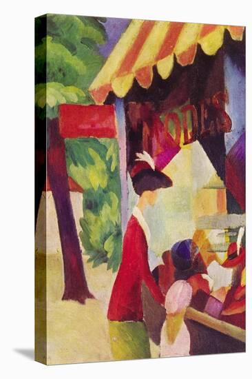 Before Hutladen (Woman with a Red Jacket and Child)-Auguste Macke-Stretched Canvas