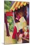 Before Hutladen (Woman with a Red Jacket and Child)-Auguste Macke-Mounted Art Print