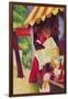 Before Hutladen (Woman with a Red Jacket and Child)-Auguste Macke-Framed Art Print