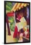 Before Hutladen (Woman with a Red Jacket and Child)-Auguste Macke-Framed Art Print