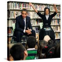 Before President Barack Obama and Wife Read to Second Graders at Capital City Public Charter School-null-Stretched Canvas