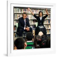 Before President Barack Obama and Wife Read to Second Graders at Capital City Public Charter School-null-Framed Photographic Print