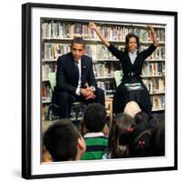 Before President Barack Obama and Wife Read to Second Graders at Capital City Public Charter School-null-Framed Photographic Print