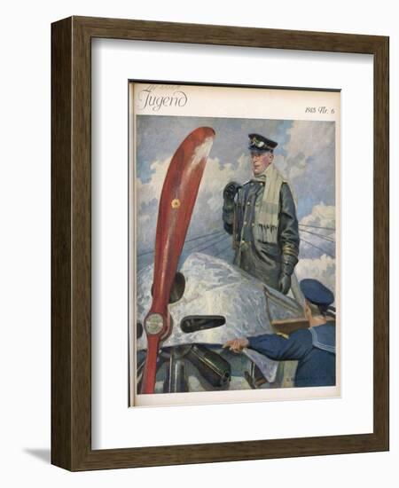 Before Take-Off a German Naval Pilot Contemplates the Mission Before Him-E. Godberson-Framed Art Print